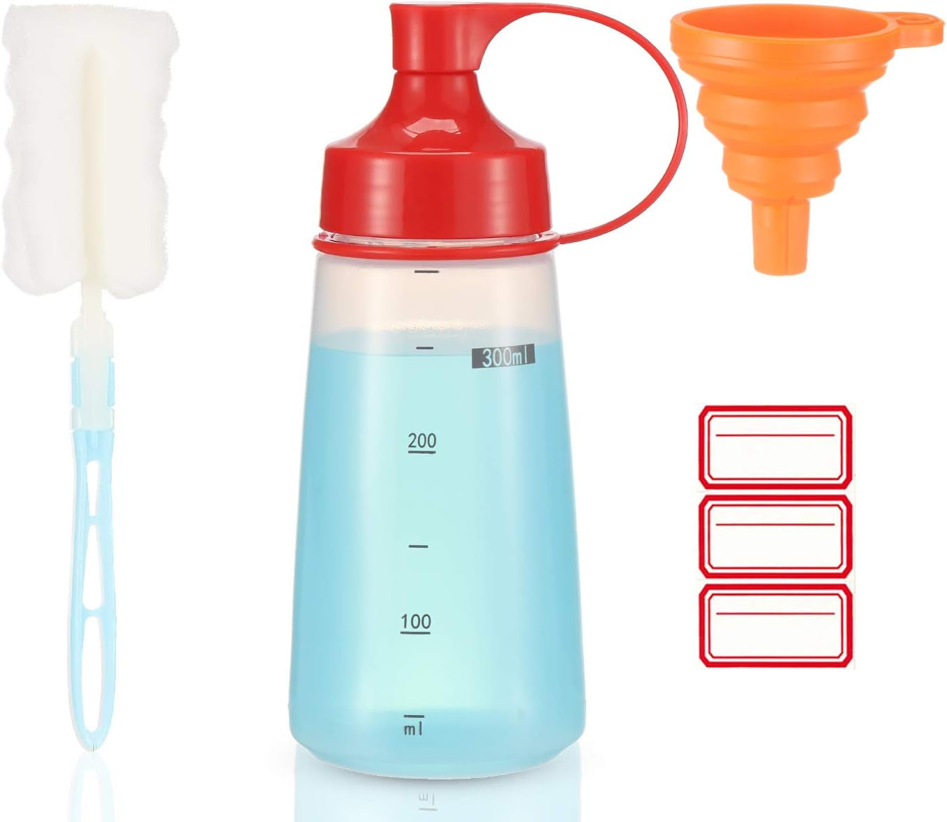 Condiment Squeeze Bottle for Sauces Wide Mouth, Plastic Squeeze Bottles for Condiments, Paint, Ketchup, Mustard, Oil, Resin, Baking, Cake Decorating, Cleaning, BPA Free-Food Grade (10 Oz., 2, Count)