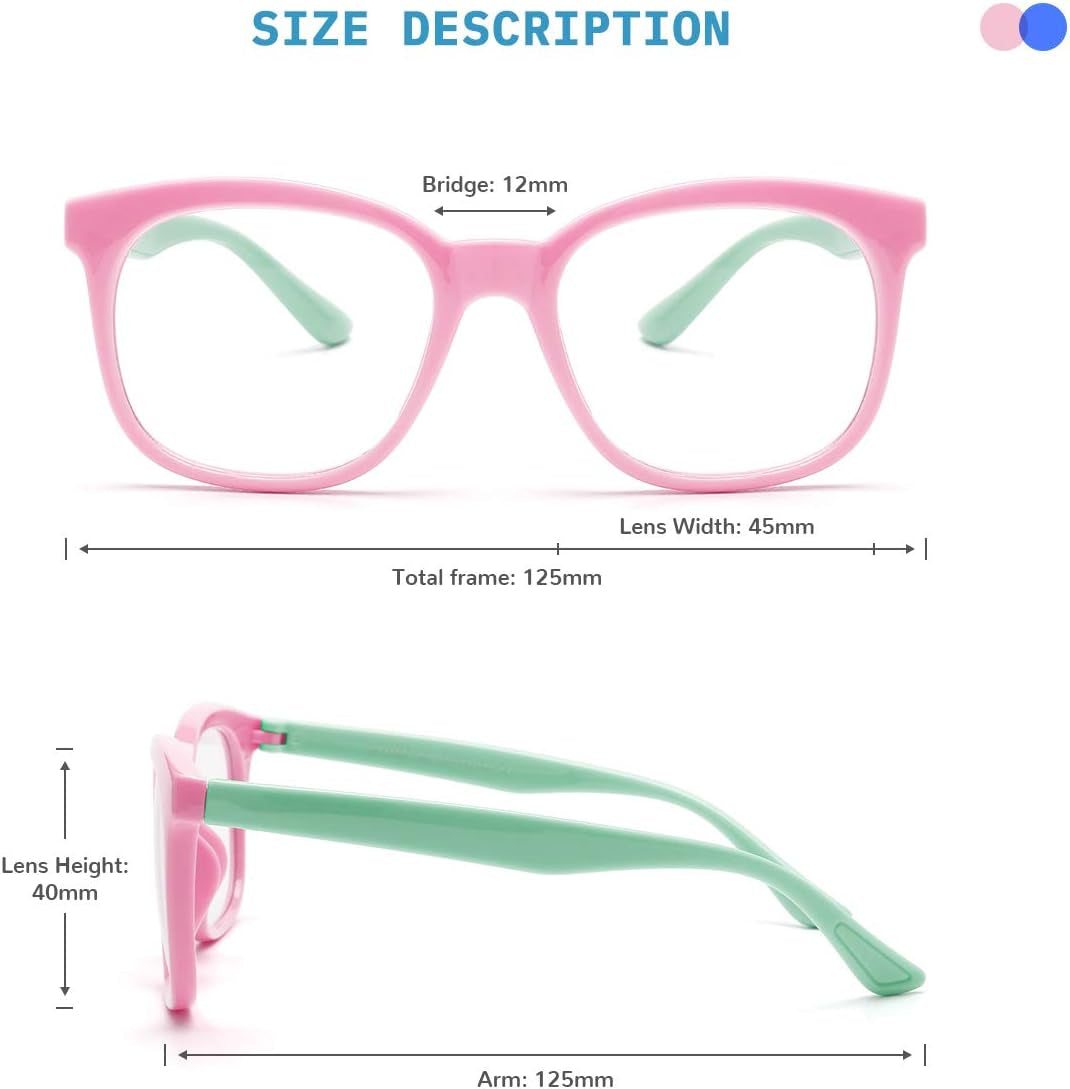 Gaoye 2-Pack Kids Blue Light Glasses Girls & Boys Age 3-15, Computer Gaming Fake Eyeglasses anti Eyestrain