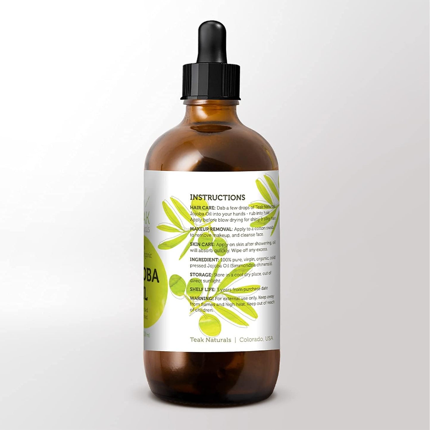 Cold Pressed Organic Jojoba Oil Natural Unrefined Pure Jojoba Oil Moisturizer for Skin Hair and Nails - 4 Ounces