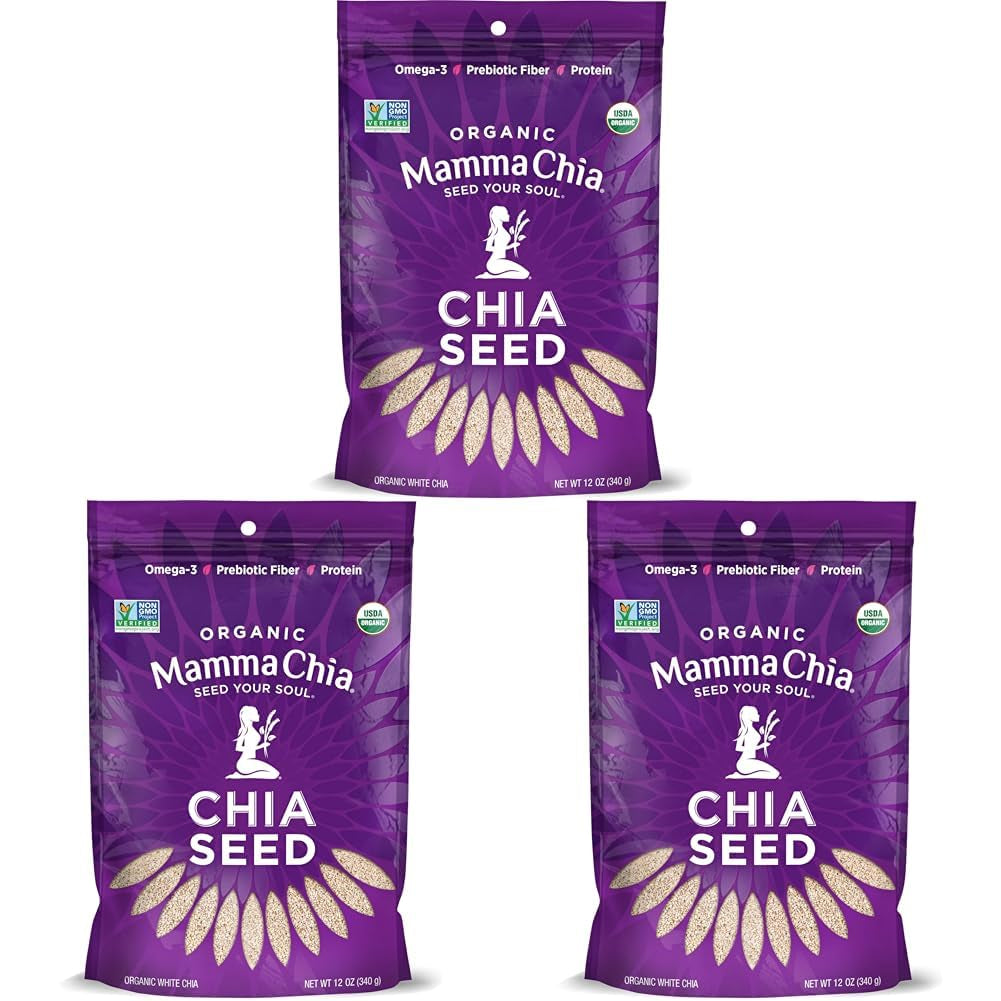 Mamma Chia Organic Seeds, White, 12 Ounce (Pack of 1). USDA Organic, Non-Gmo, Vegan, Gluten Free, and Kosher.