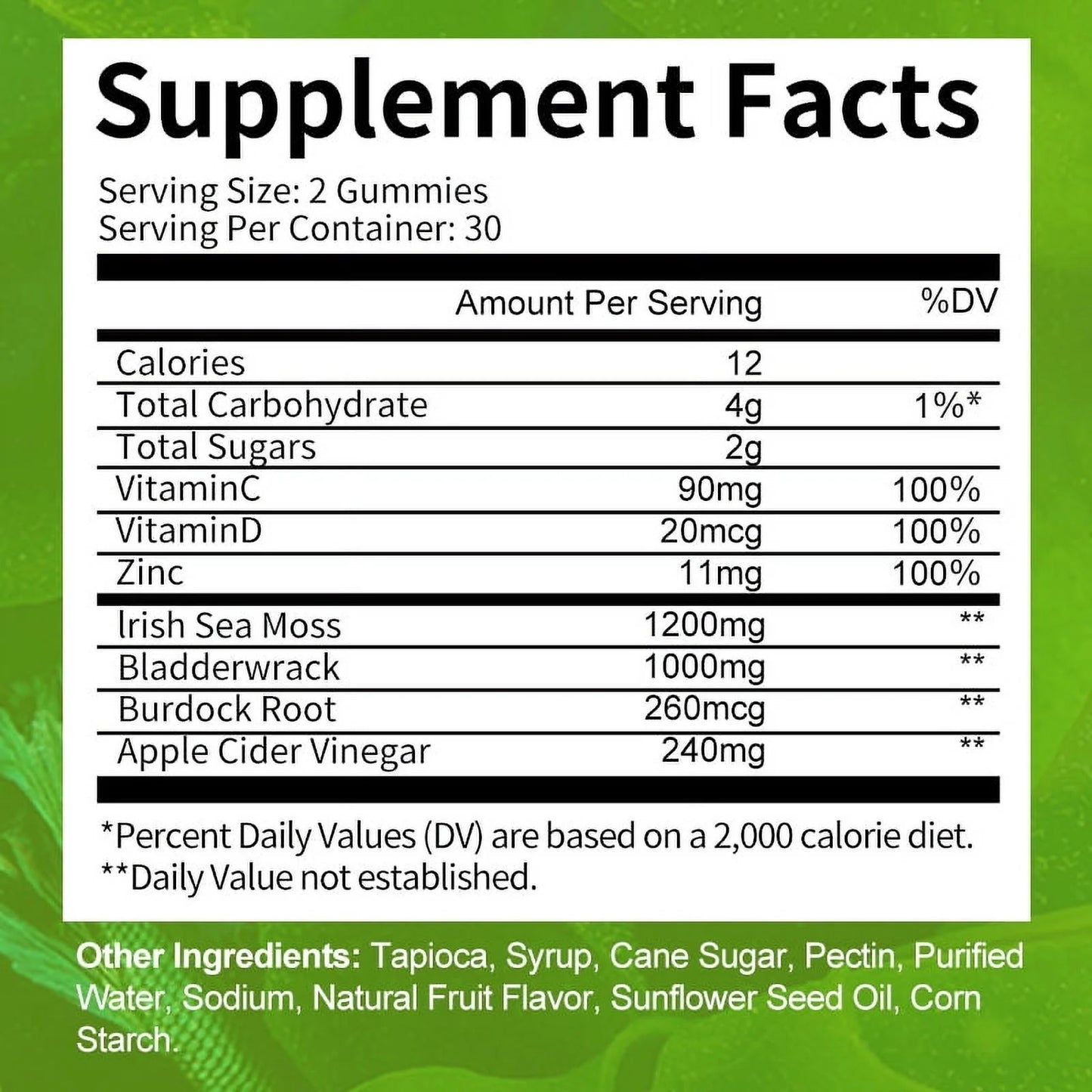 Organic Sea Moss Gummies - Seamoss Supplement for Thyroid, Energy, Immune Support - 60 Vegan Gummies