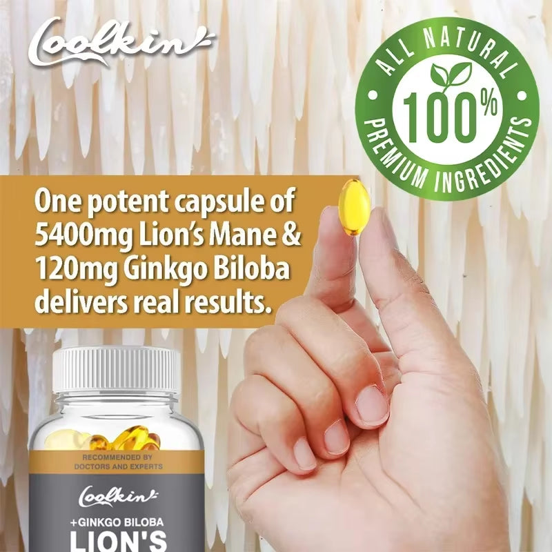 Lion'S Mane Mushroom Capsules - Enhance the Immune System, Improve Memory, Protect Brain Nerves, Relieve Stress