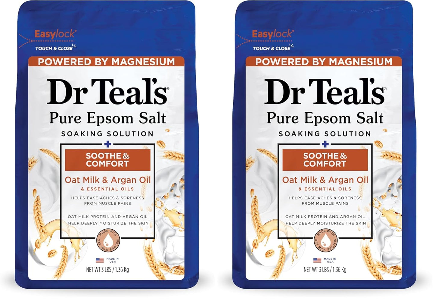 Dr Teal'S Epsom Salt Magnesium Soak, Soothe & Comfort with Oat Milk & Argan Oil, 3 Lbs