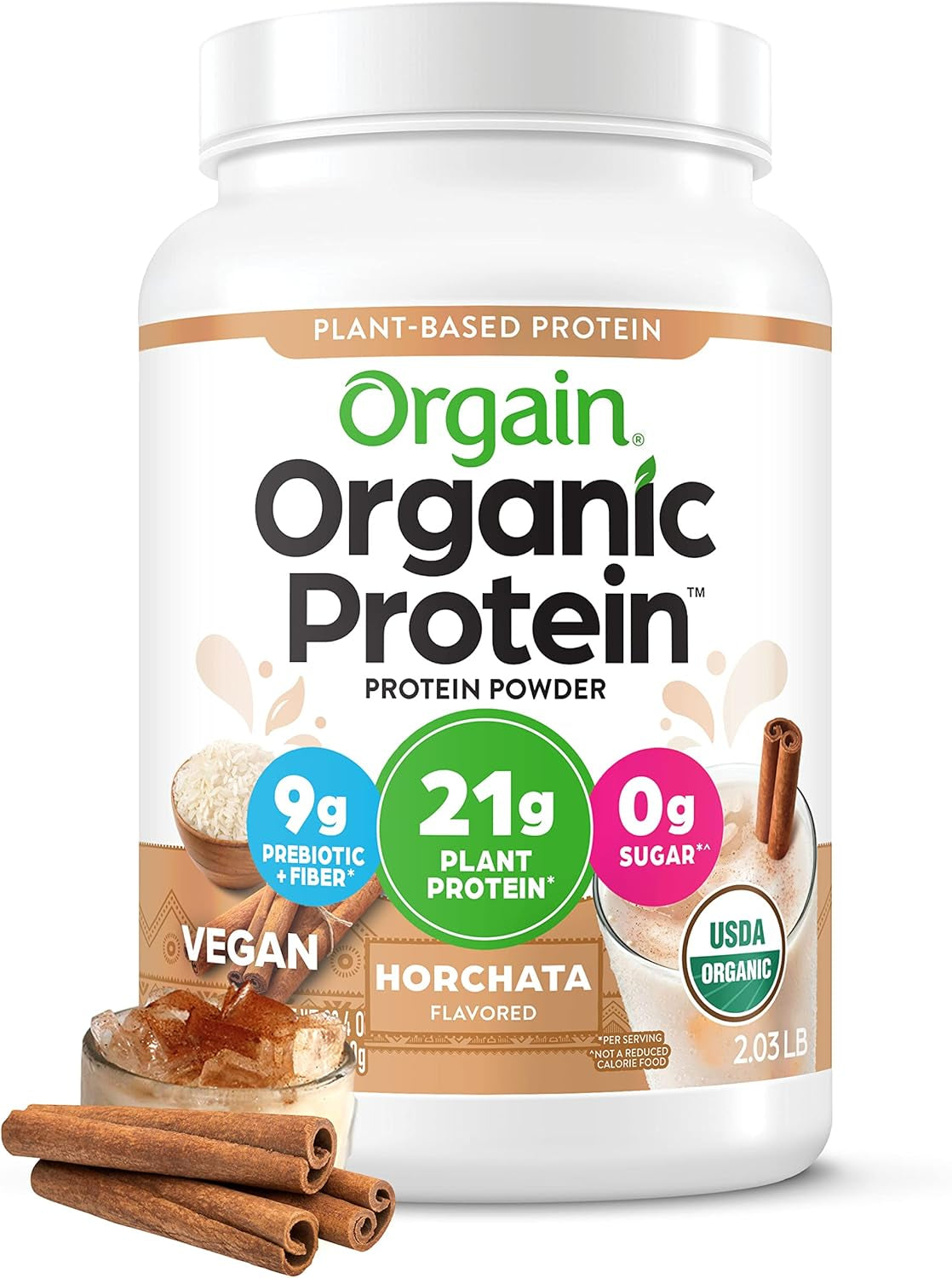 Orgain Organic Vegan Protein Powder, Natural Unsweetened - 21G of Plant Protein, 4G Prebiotic Fiber, Low Net Carbs, No Lactose Ingredients, No Added Sugar, Non-Gmo, for Shakes & Smoothies, 1.59 Lb