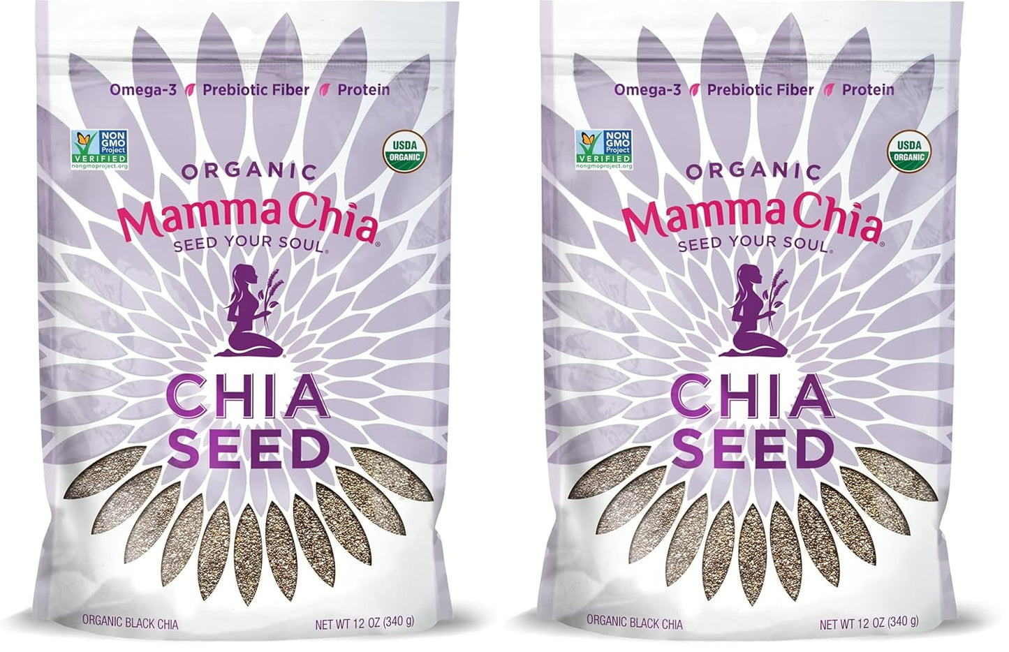 Mamma Chia Organic Seeds, White, 12 Ounce (Pack of 1). USDA Organic, Non-Gmo, Vegan, Gluten Free, and Kosher.