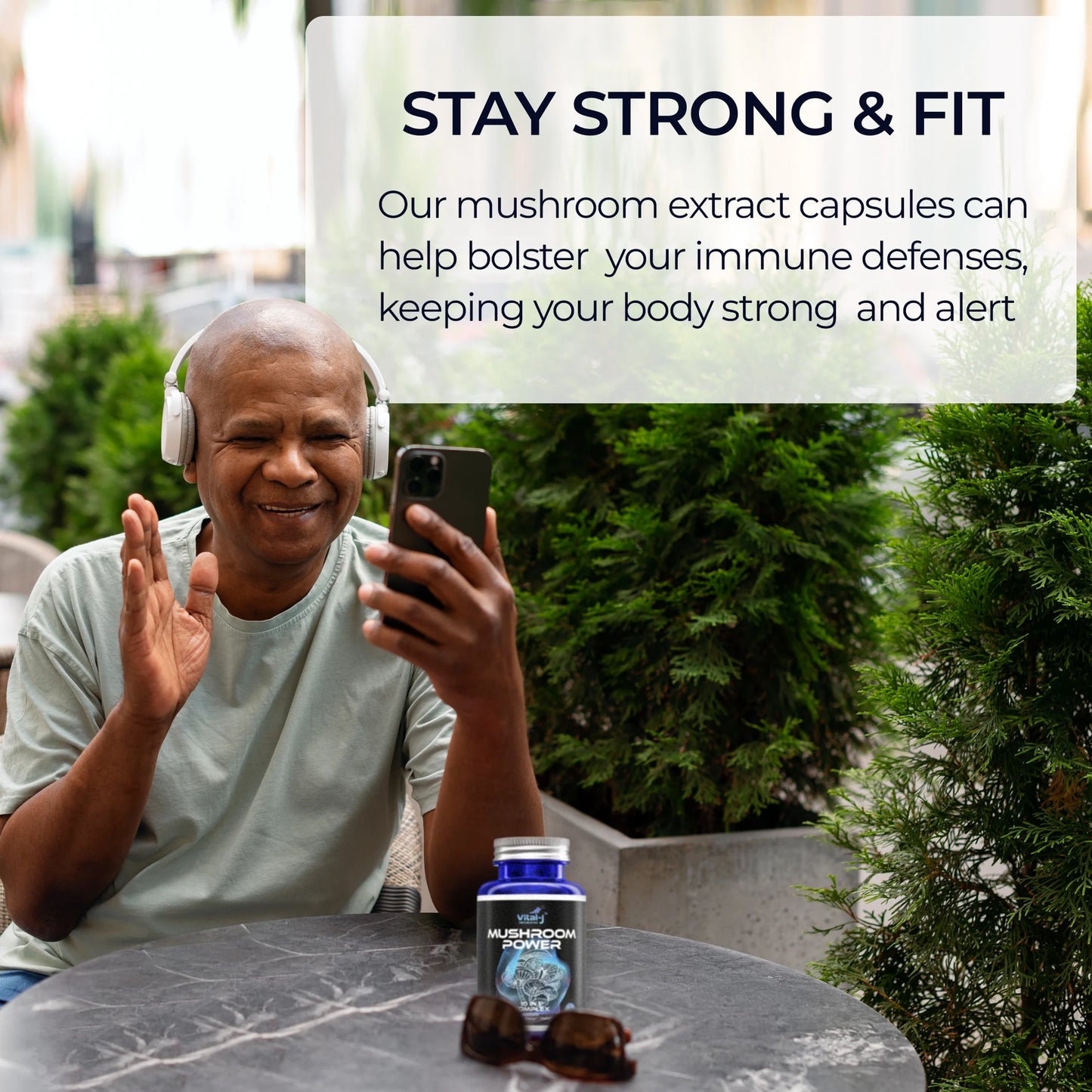 Mushroom Power Complex 10-In-1 Nootropic Dietary Supplement for Gut Microbiome, Focus, Energy & Vitality - 60 Capsules