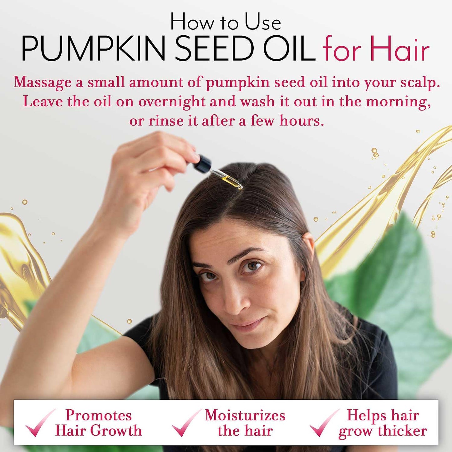 Leven Rose Pumpkin Seed Oil for Hair Growth 2 Oz, 100% Pure Pumpkin Seeds Oil for Skin and Nails - Natural Pumpkin Seed Extract for Moisturizing Scalp, Dry and Rough Skin