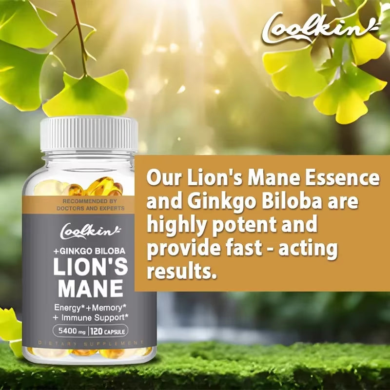 Lion'S Mane Mushroom Capsules - Enhance the Immune System, Improve Memory, Protect Brain Nerves, Relieve Stress