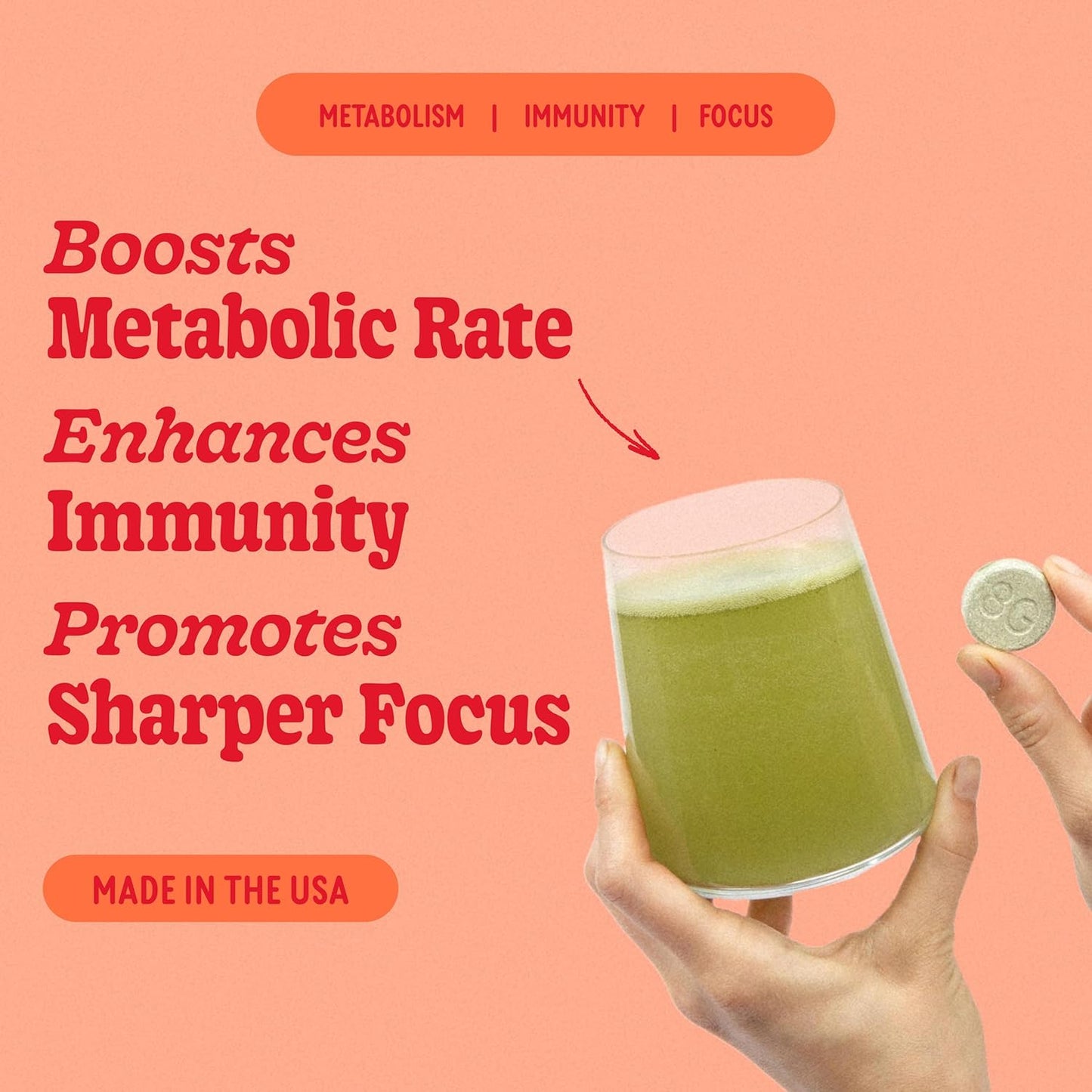 Supergreens Tablets | Super Greens Powder Superfood Tablet, Metabolism Immunity & Focus, Daily Greens Effervescent Tablets, Organic: Aloe Vera, Spirulina, Chlorella, Blood Orange, 60 Servings