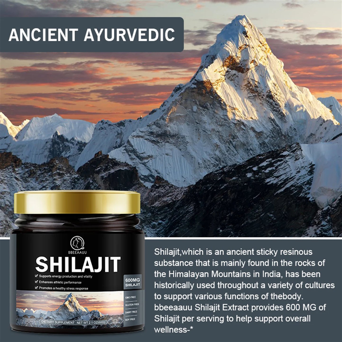 (2 Pack) Beau 600Mg Shilajit Supplement - Pure Himalayan Organic Shilajit Resin with Maximum Potency - Support for Energy, Immunity - 120G (4.2 Oz)