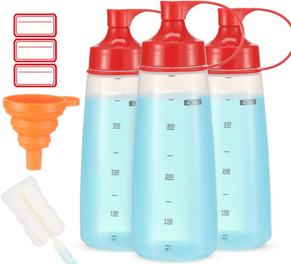 Condiment Squeeze Bottle for Sauces Wide Mouth, Plastic Squeeze Bottles for Condiments, Paint, Ketchup, Mustard, Oil, Resin, Baking, Cake Decorating, Cleaning, BPA Free-Food Grade (10 Oz., 2, Count)