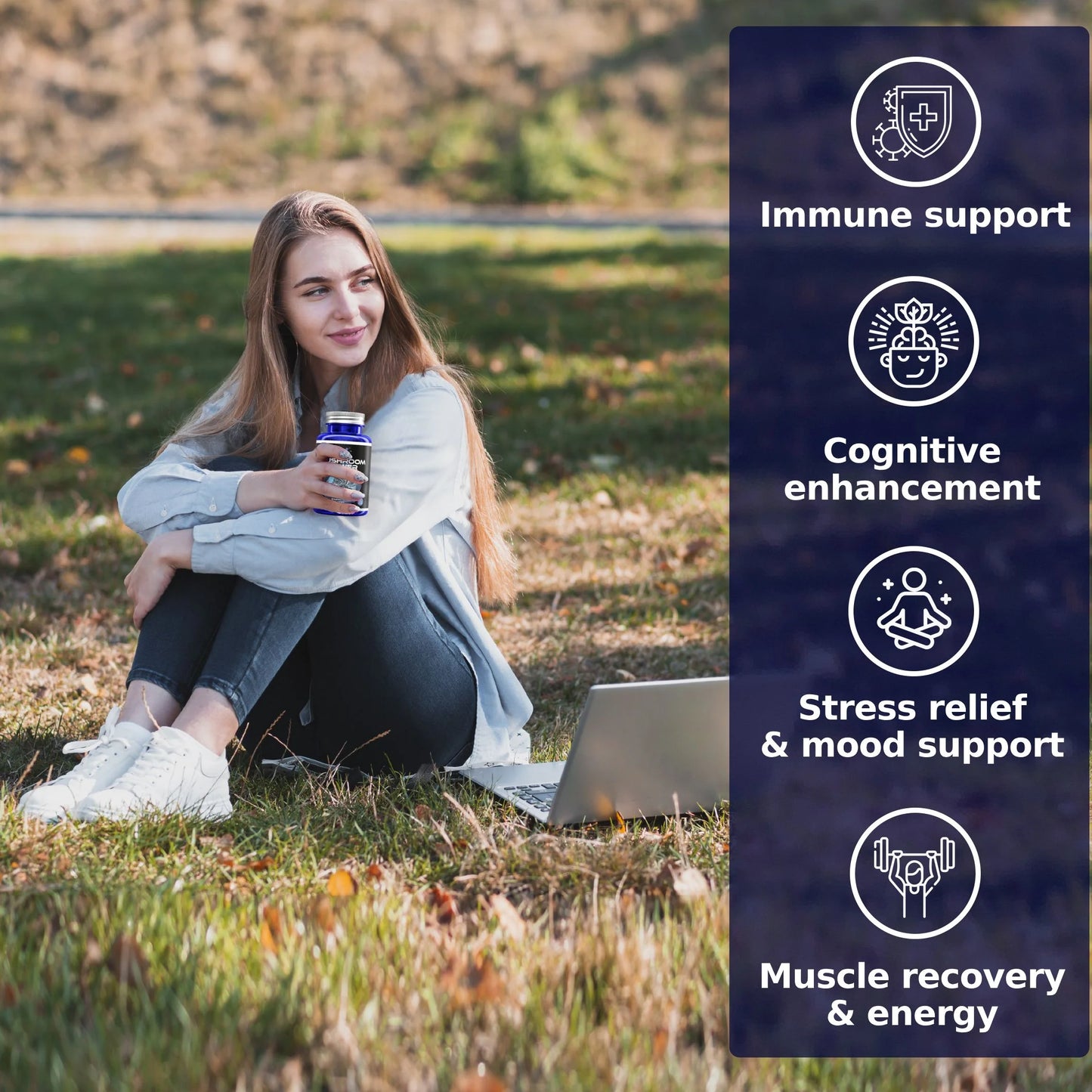 Mushroom Power Complex 10-In-1 Nootropic Dietary Supplement for Gut Microbiome, Focus, Energy & Vitality - 60 Capsules