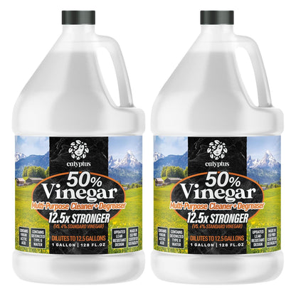 Calyptus 50% Pure Concentrated Vinegar | Maximum-Performance (12.5X) Power | Technical Grade | Dilutes Easily to 5% Acidity (1.5 Cups per Gallon) | Home and Outdoor Cleaning Concentrate | 1 Gallon