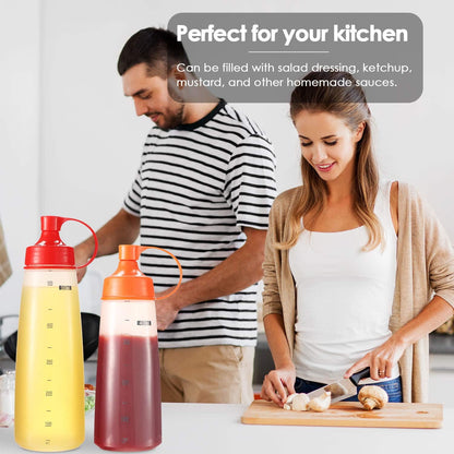 Condiment Squeeze Bottle for Sauces Wide Mouth, Plastic Squeeze Bottles for Condiments, Paint, Ketchup, Mustard, Oil, Resin, Baking, Cake Decorating, Cleaning, BPA Free-Food Grade (10 Oz., 2, Count)