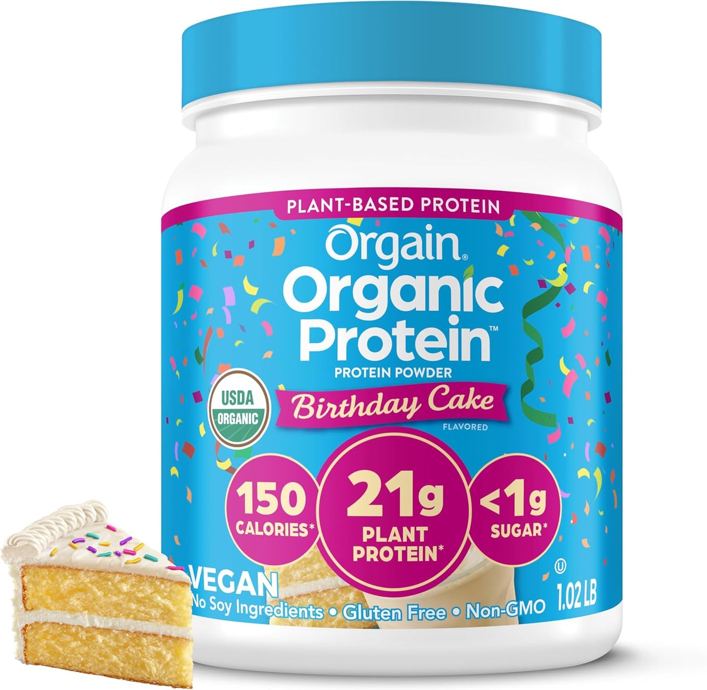 Orgain Organic Vegan Protein Powder, Natural Unsweetened - 21G of Plant Protein, 4G Prebiotic Fiber, Low Net Carbs, No Lactose Ingredients, No Added Sugar, Non-Gmo, for Shakes & Smoothies, 1.59 Lb