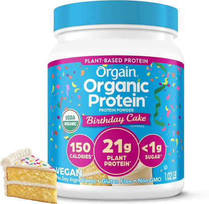 Orgain Organic Vegan Protein Powder, Natural Unsweetened - 21G of Plant Protein, 4G Prebiotic Fiber, Low Net Carbs, No Lactose Ingredients, No Added Sugar, Non-Gmo, for Shakes & Smoothies, 1.59 Lb