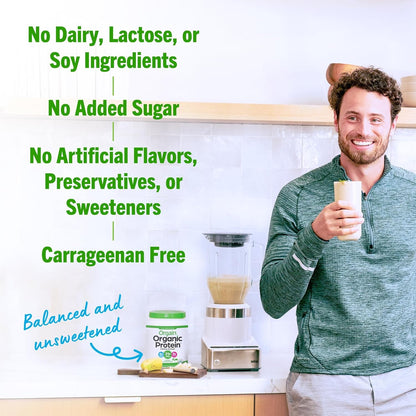 Orgain Organic Vegan Protein Powder, Natural Unsweetened - 21G of Plant Protein, 4G Prebiotic Fiber, Low Net Carbs, No Lactose Ingredients, No Added Sugar, Non-Gmo, for Shakes & Smoothies, 1.59 Lb