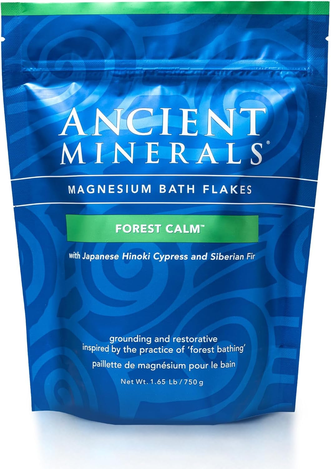 Ancient Minerals Magnesium Bath Flakes Forest Calm - Resealable Magnesium Bag of Zechstein Chloride Alternative to Epsom Bath Salt (1.65 Lb)