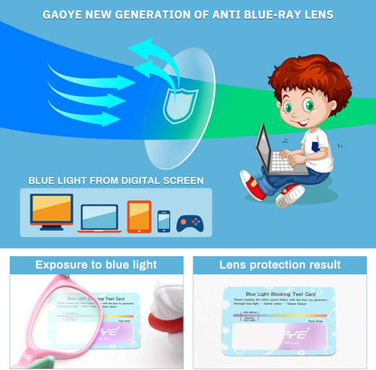 Gaoye 2-Pack Kids Blue Light Glasses Girls & Boys Age 3-15, Computer Gaming Fake Eyeglasses anti Eyestrain