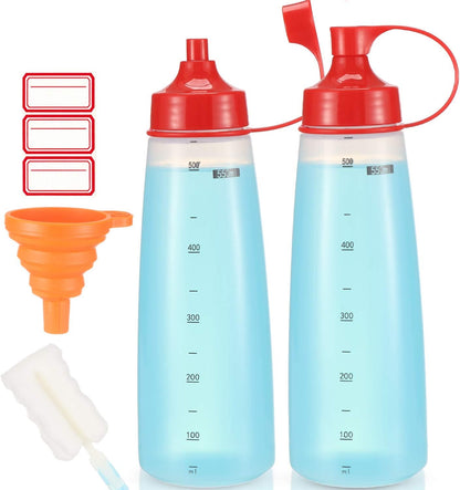Condiment Squeeze Bottle for Sauces Wide Mouth, Plastic Squeeze Bottles for Condiments, Paint, Ketchup, Mustard, Oil, Resin, Baking, Cake Decorating, Cleaning, BPA Free-Food Grade (10 Oz., 2, Count)