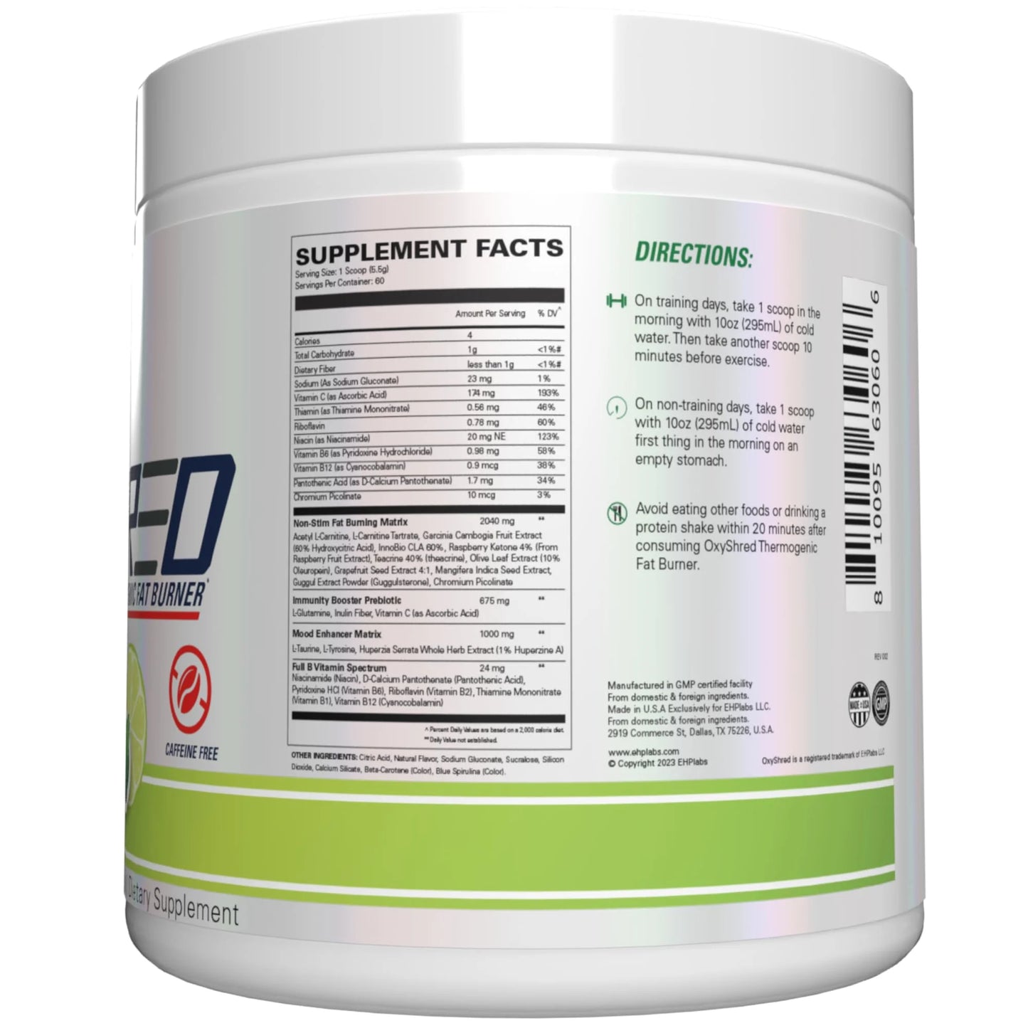 Oxyshred Non Stimulant Pre Workout Powder - Stim Free Pre Workout, Caffeine Free Preworkout for Men & Women - Non Stim Preworkout - Sugar Free Energy Powder - Mojito, 60 Servings