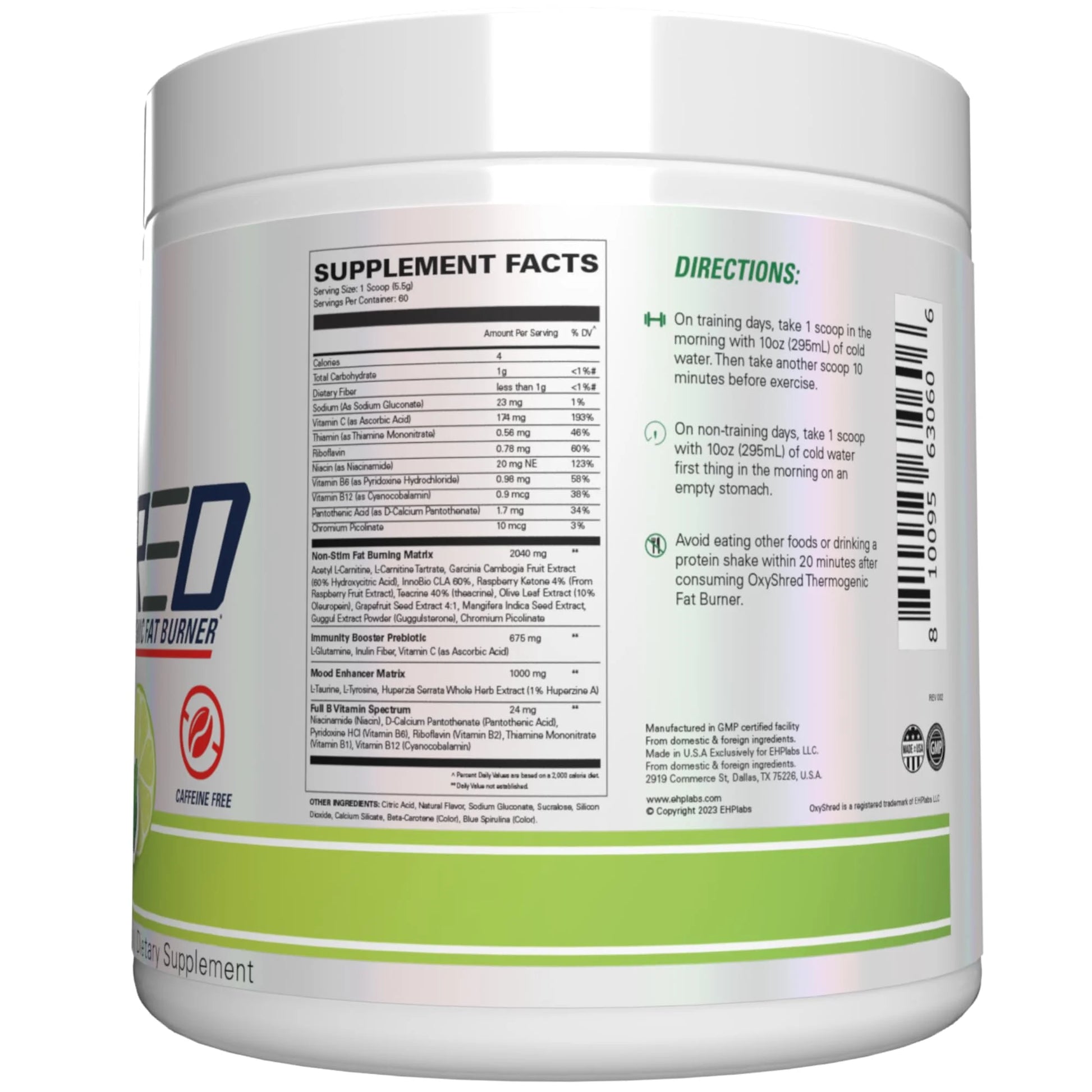 Oxyshred Non Stimulant Pre Workout Powder - Stim Free Pre Workout, Caffeine Free Preworkout for Men & Women - Non Stim Preworkout - Sugar Free Energy Powder - Mojito, 60 Servings