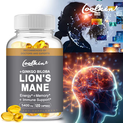 Lion'S Mane Mushroom Capsules - Enhance the Immune System, Improve Memory, Protect Brain Nerves, Relieve Stress