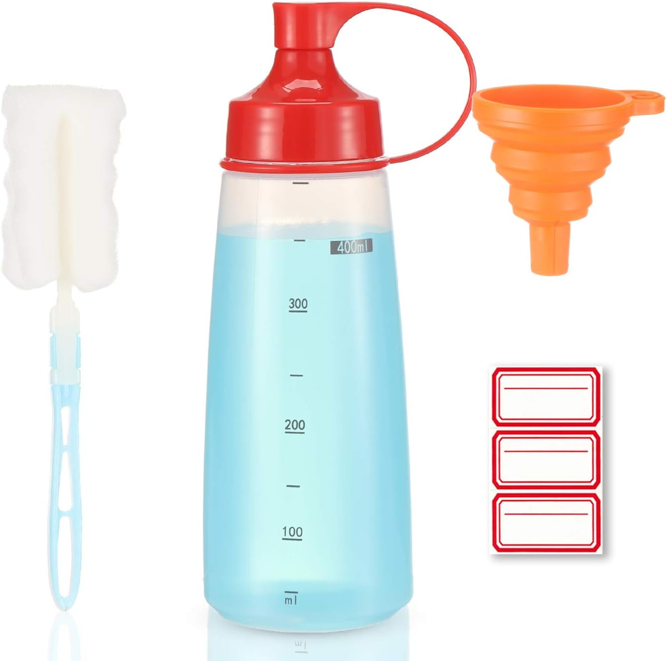 Condiment Squeeze Bottle for Sauces Wide Mouth, Plastic Squeeze Bottles for Condiments, Paint, Ketchup, Mustard, Oil, Resin, Baking, Cake Decorating, Cleaning, BPA Free-Food Grade (10 Oz., 2, Count)