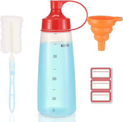 Condiment Squeeze Bottle for Sauces Wide Mouth, Plastic Squeeze Bottles for Condiments, Paint, Ketchup, Mustard, Oil, Resin, Baking, Cake Decorating, Cleaning, BPA Free-Food Grade (10 Oz., 2, Count)