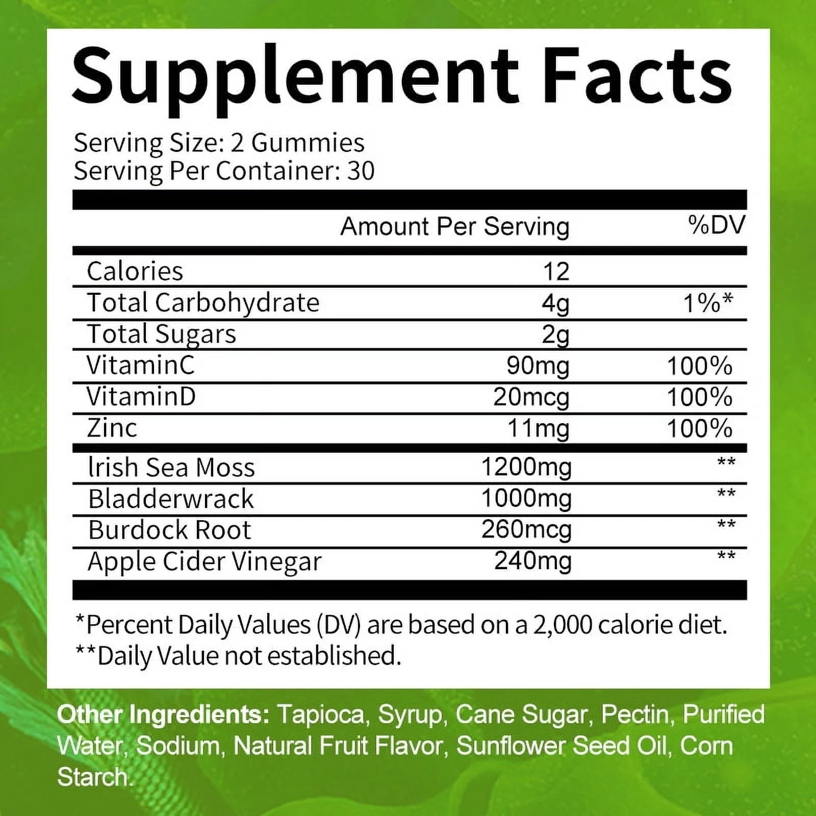 Organic Sea Moss Gummies - Seamoss Supplement for Thyroid, Energy, Immune Support - 60 Vegan Gummies