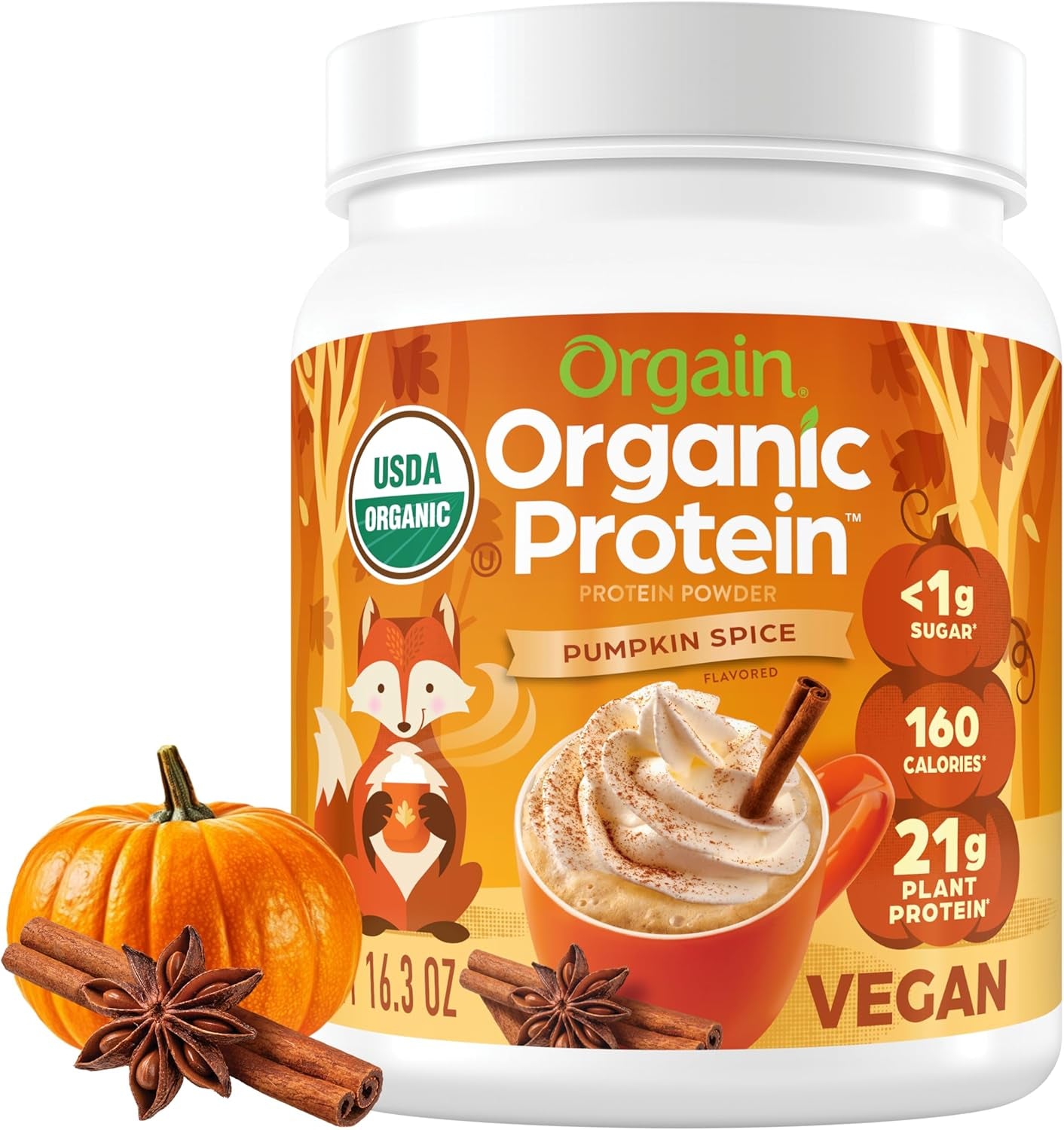 Orgain Organic Vegan Protein Powder, Natural Unsweetened - 21G of Plant Protein, 4G Prebiotic Fiber, Low Net Carbs, No Lactose Ingredients, No Added Sugar, Non-Gmo, for Shakes & Smoothies, 1.59 Lb