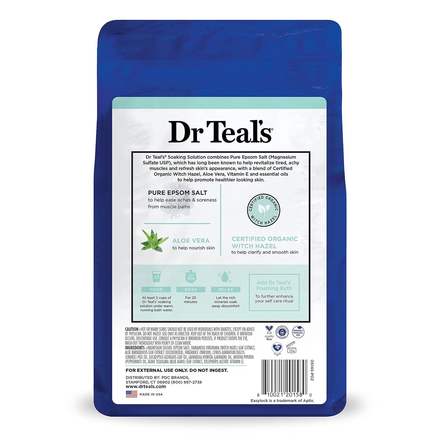 Dr Teal'S Epsom Salt Magnesium Soak, Clarify & Smooth with Witch Hazel & Aloe Vera, 3 Lbs