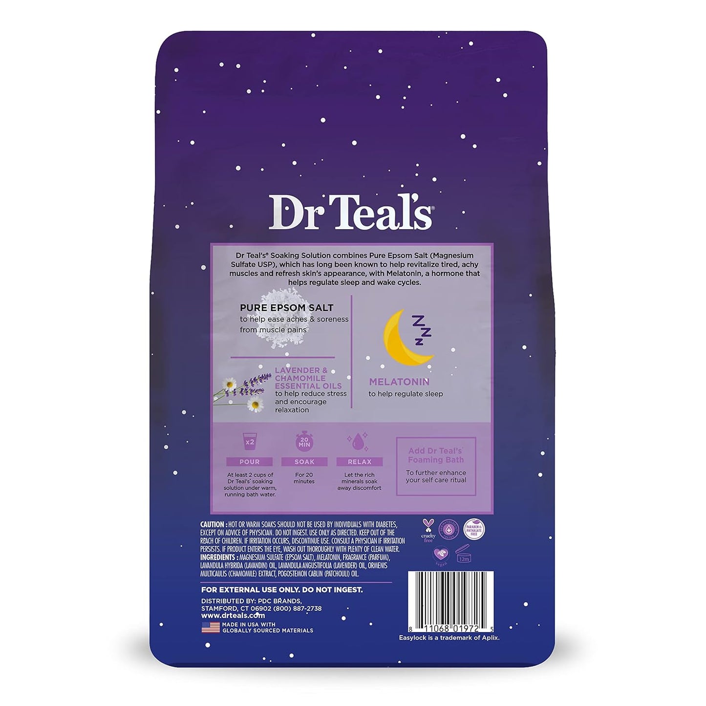 Dr Teal'S Pure Epsom Magnesium Salt Soak, Sleep Blend with Melatonin, Lavender & Essential Oils, 3 Lb (Pack of 4)
