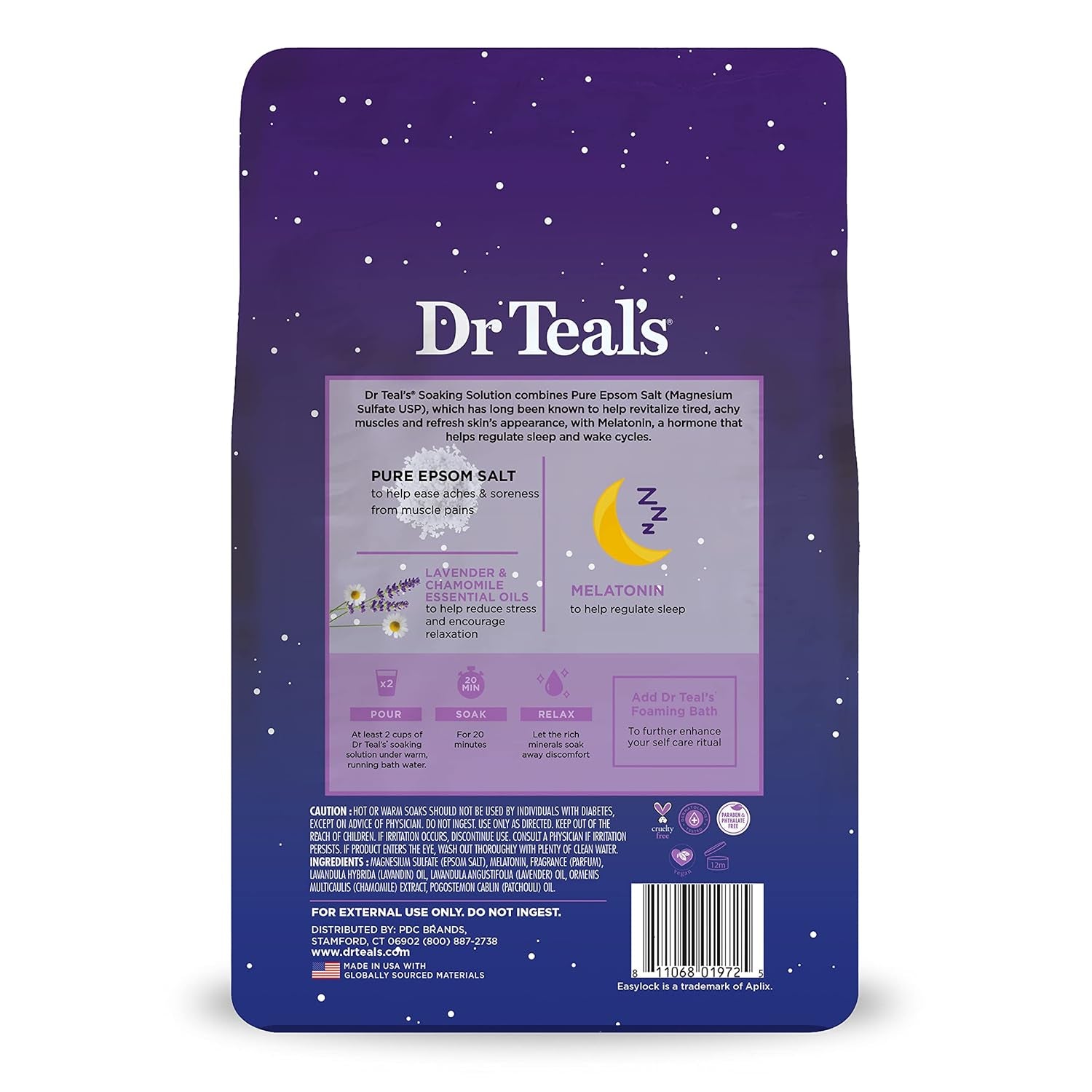 Dr Teal'S Pure Epsom Magnesium Salt Soak, Sleep Blend with Melatonin, Lavender & Essential Oils, 3 Lb (Pack of 4)