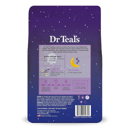 Dr Teal'S Pure Epsom Magnesium Salt Soak, Sleep Blend with Melatonin, Lavender & Essential Oils, 3 Lb (Pack of 4)