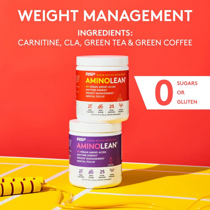 Vegan Aminolean Pre Workout Powder with Bcaas, Natural Amino Energy for Lean Muscle, Acai Flavor, 25 Servings