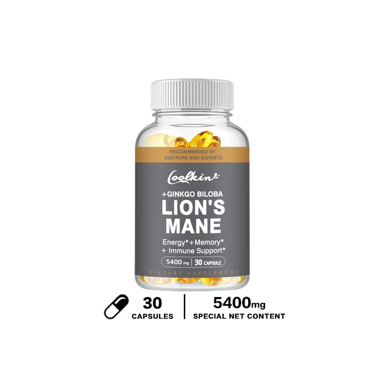 Lion'S Mane Mushroom Capsules - Enhance the Immune System, Improve Memory, Protect Brain Nerves, Relieve Stress
