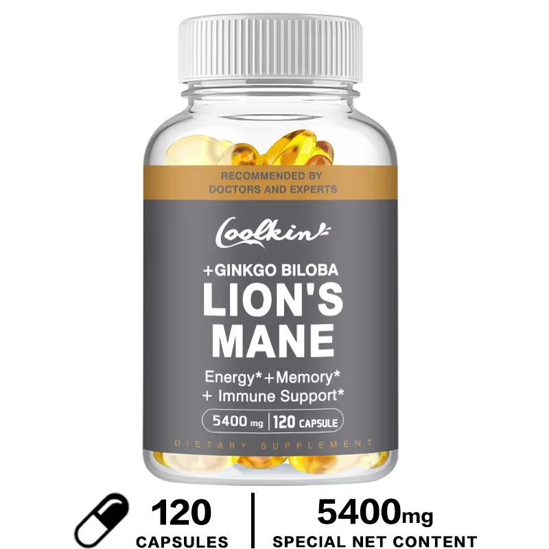 Lion'S Mane Mushroom Capsules - Enhance the Immune System, Improve Memory, Protect Brain Nerves, Relieve Stress