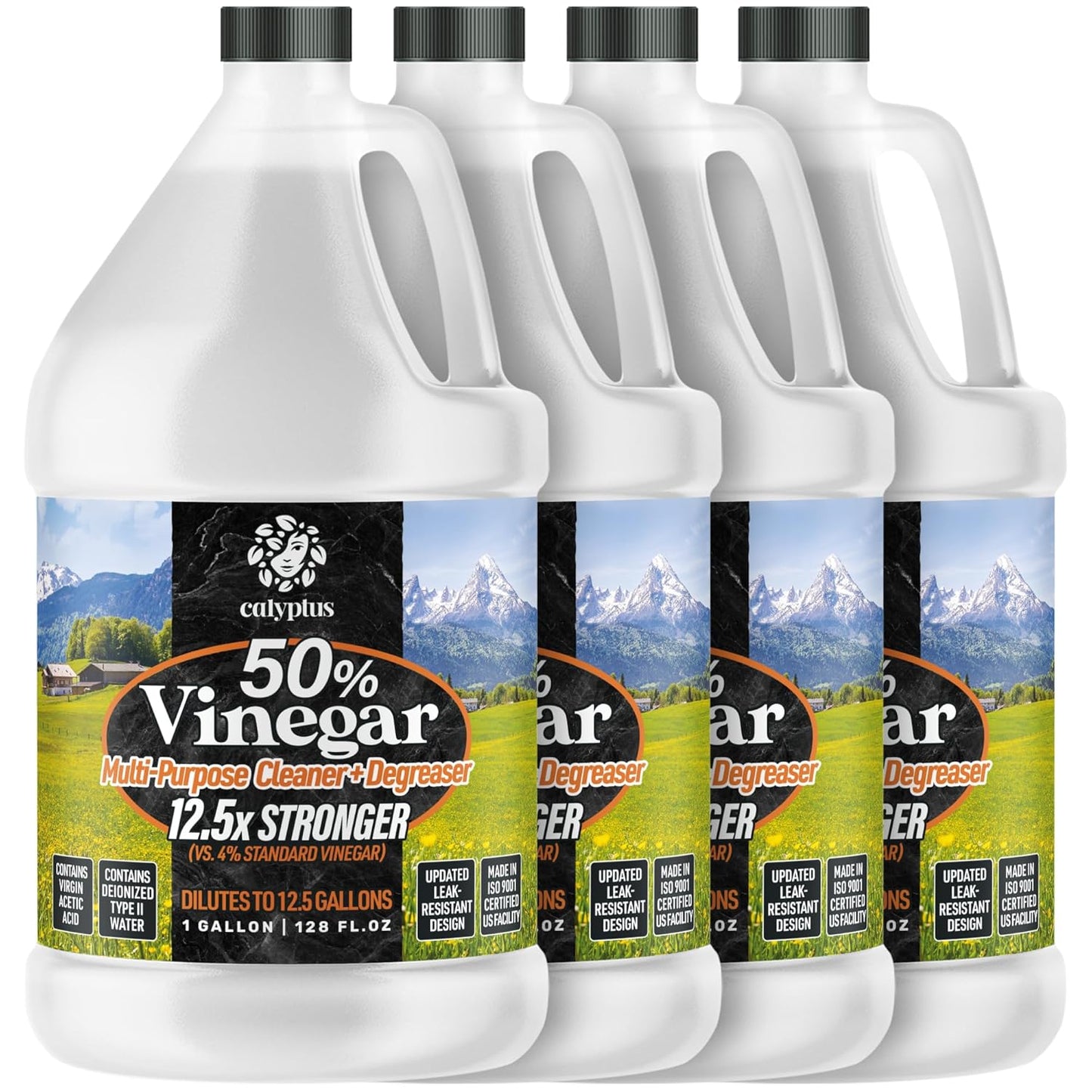 Calyptus 50% Pure Concentrated Vinegar | Maximum-Performance (12.5X) Power | Technical Grade | Dilutes Easily to 5% Acidity (1.5 Cups per Gallon) | Home and Outdoor Cleaning Concentrate | 1 Gallon