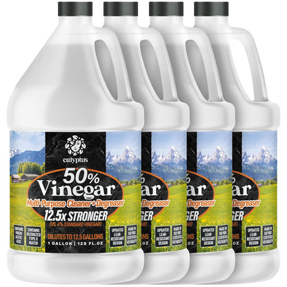 Calyptus 50% Pure Concentrated Vinegar | Maximum-Performance (12.5X) Power | Technical Grade | Dilutes Easily to 5% Acidity (1.5 Cups per Gallon) | Home and Outdoor Cleaning Concentrate | 1 Gallon