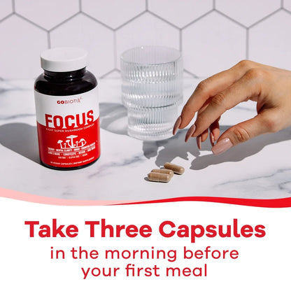 Focus 8 Mushroom Supplement Complex with Lion’S Mane & Reishi for Memory & Immune Support, 90 Ct