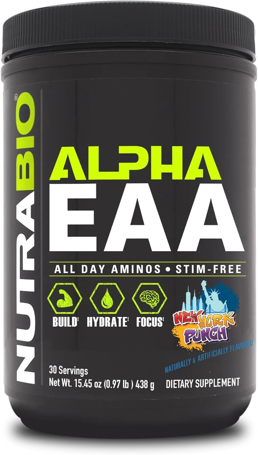 Nutrabio Alpha EAA - All-Day Amino Acids for Muscle Growth and Hydration - Essential Amino Acids with Nootropics & Adaptogens- Full Spectrum EAA BCAA Powder - 30 Servings - Cherry Lime Slush