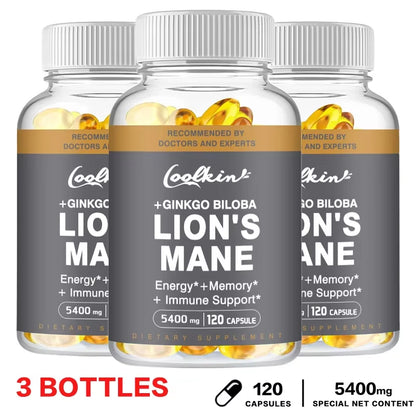 Lion'S Mane Mushroom Capsules - Enhance the Immune System, Improve Memory, Protect Brain Nerves, Relieve Stress