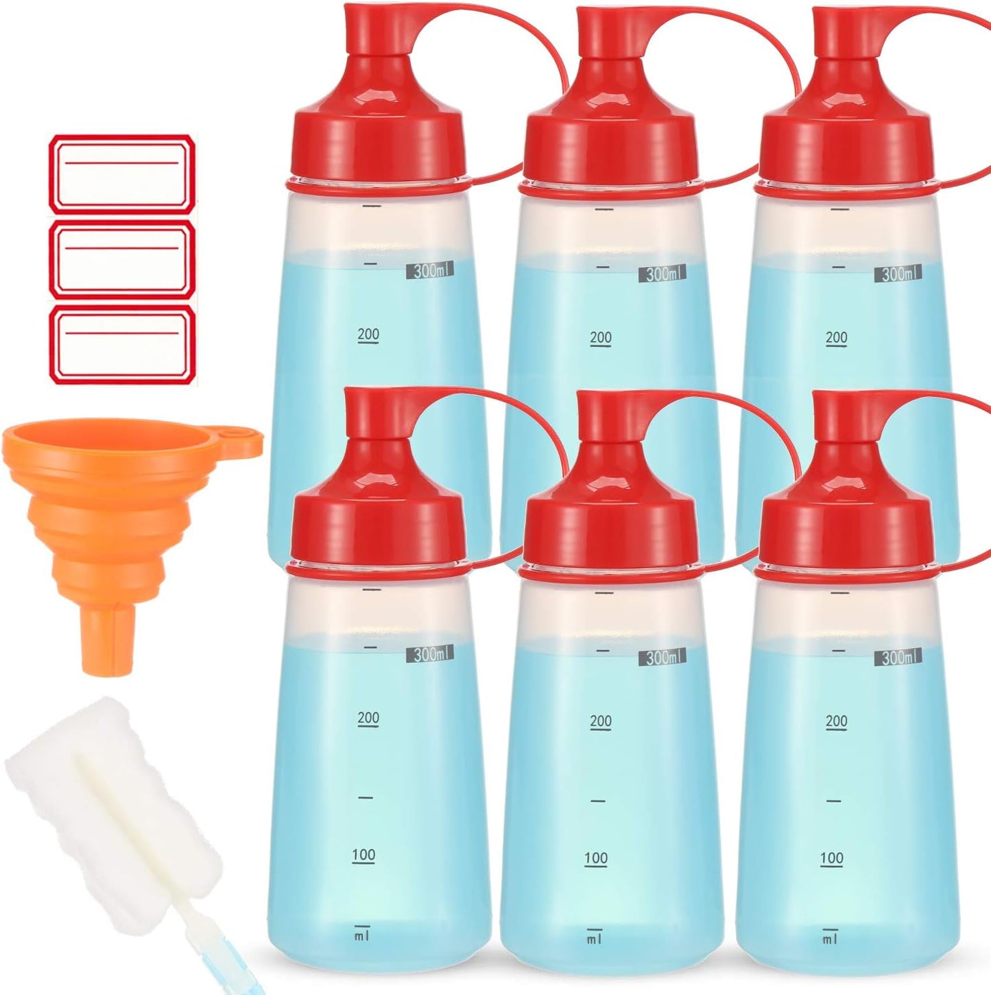 Condiment Squeeze Bottle for Sauces Wide Mouth, Plastic Squeeze Bottles for Condiments, Paint, Ketchup, Mustard, Oil, Resin, Baking, Cake Decorating, Cleaning, BPA Free-Food Grade (10 Oz., 2, Count)