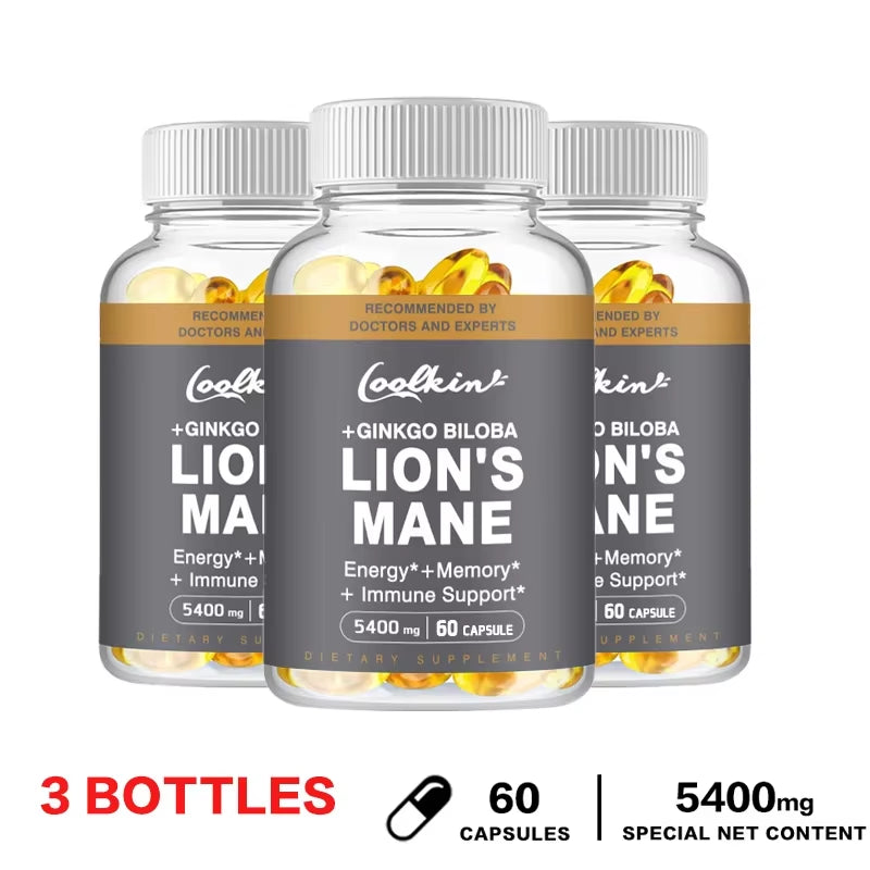 Lion'S Mane Mushroom Capsules - Enhance the Immune System, Improve Memory, Protect Brain Nerves, Relieve Stress