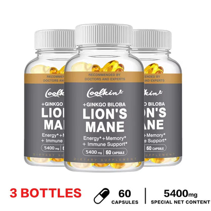 Lion'S Mane Mushroom Capsules - Enhance the Immune System, Improve Memory, Protect Brain Nerves, Relieve Stress