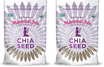 Mamma Chia Organic Seeds, White, 12 Ounce (Pack of 1). USDA Organic, Non-Gmo, Vegan, Gluten Free, and Kosher.