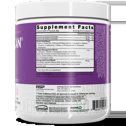 Vegan Aminolean Pre Workout Powder with Bcaas, Natural Amino Energy for Lean Muscle, Acai Flavor, 25 Servings