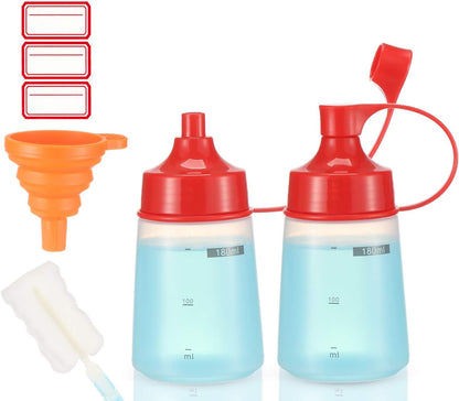 Condiment Squeeze Bottle for Sauces Wide Mouth, Plastic Squeeze Bottles for Condiments, Paint, Ketchup, Mustard, Oil, Resin, Baking, Cake Decorating, Cleaning, BPA Free-Food Grade (10 Oz., 2, Count)
