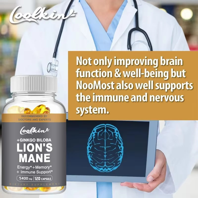 Lion'S Mane Mushroom Capsules - Enhance the Immune System, Improve Memory, Protect Brain Nerves, Relieve Stress